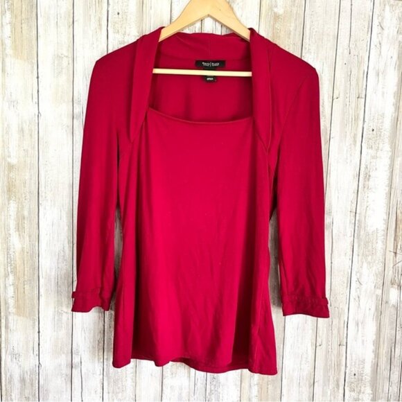 White House Black Market Red Square Neck Blouse - Picture 1 of 5
